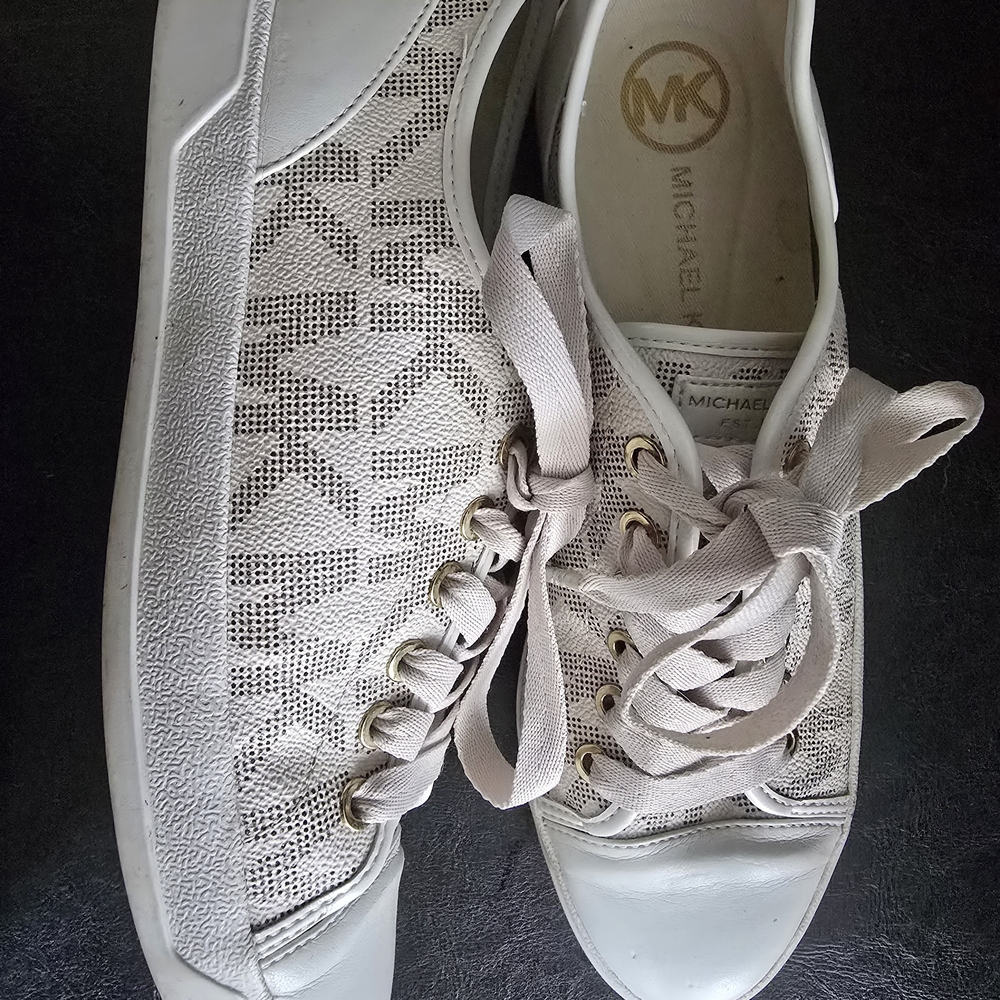 Michael Kors Cream Sneakers with Perforated Design